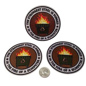 3pcs The Strongest Steel Is Forged Embroidered Patches 3.5" Iron or Sewn On New